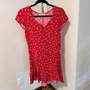 Red Flowery Mini Dress with Cute Back Detail